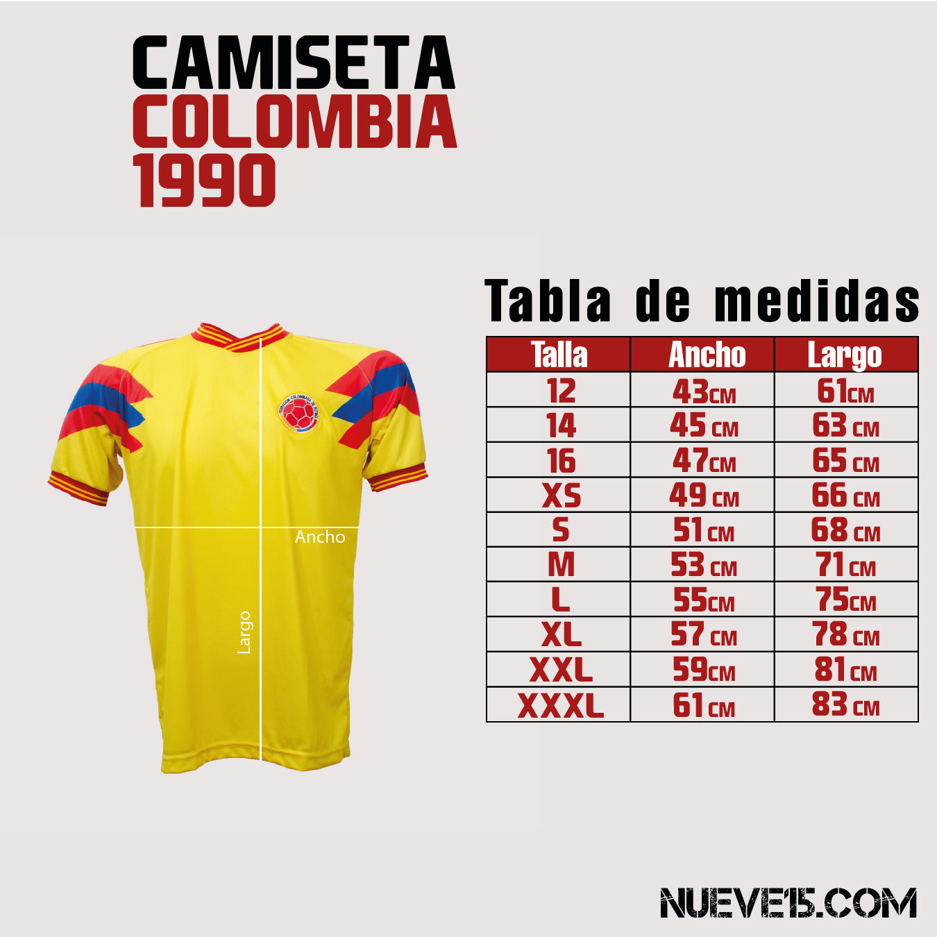 Camiseta Colombia 1990 Amarilla